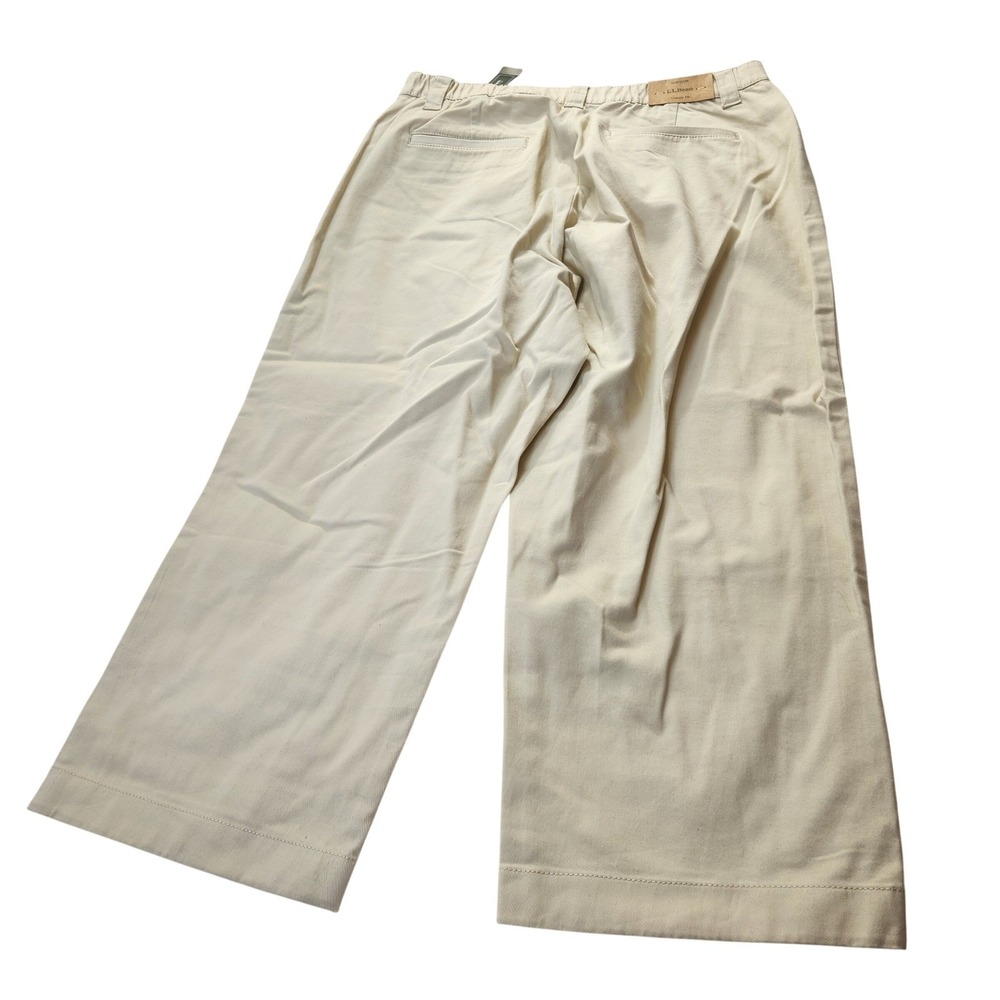 LL Bean Classic Fit Pants Womens 16 Regular Beige Cotton Chino Capris NWT 23"